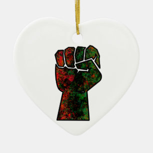 black pride red green fist pan African flag unity Ceramic Ornament