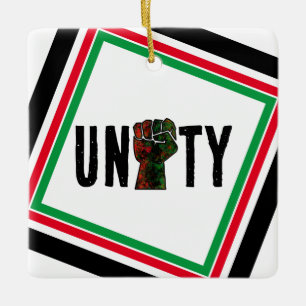 black pride red green fist pan African flag unity Ceramic Ornament