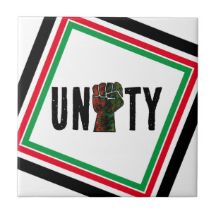 black pride red green fist pan African flag unity Ceramic Tile