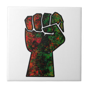 black pride red green fist pan African flag unity Ceramic Tile