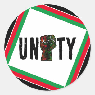 black pride red green fist pan African flag unity  Classic Round Sticker