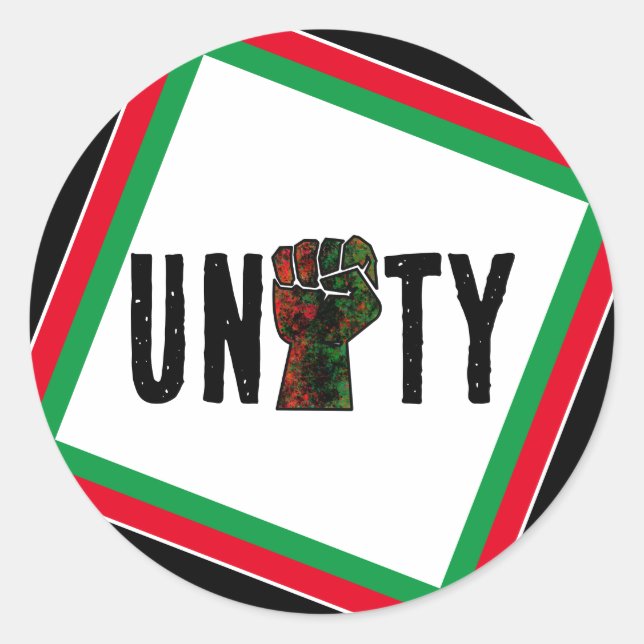 black pride red green fist pan African flag unity  Classic Round Sticker (Front)
