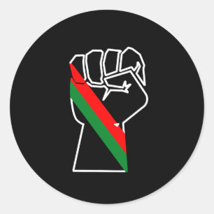 black pride red green fist pan African flag unity Classic Round Sticker