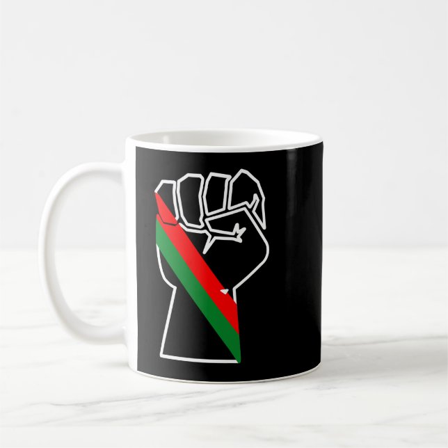 black pride red green fist pan African flag unity  Coffee Mug (Left)