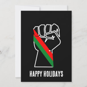 black pride red green fist pan African flag unity Holiday Card