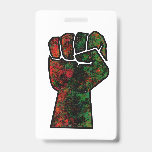 black pride red green fist pan African flag unity  ID Badge (Front)