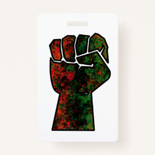 black pride red green fist pan African flag unity  ID Badge