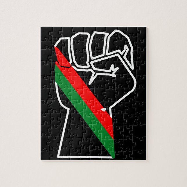 black pride red green fist pan African flag unity  Jigsaw Puzzle (Vertical)