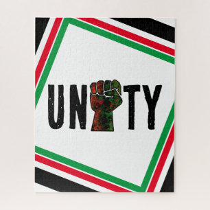 black pride red green fist pan African flag unity Jigsaw Puzzle