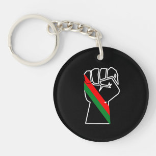 black pride red green fist pan African flag unity Key Ring