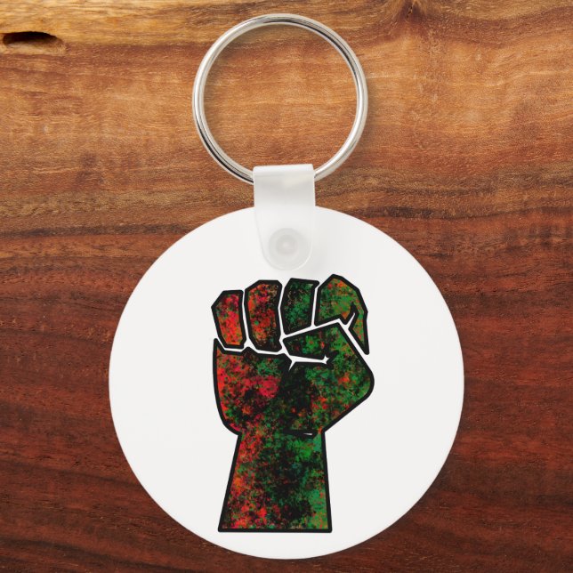 black pride red green fist pan African flag unity  Key Ring (Front)