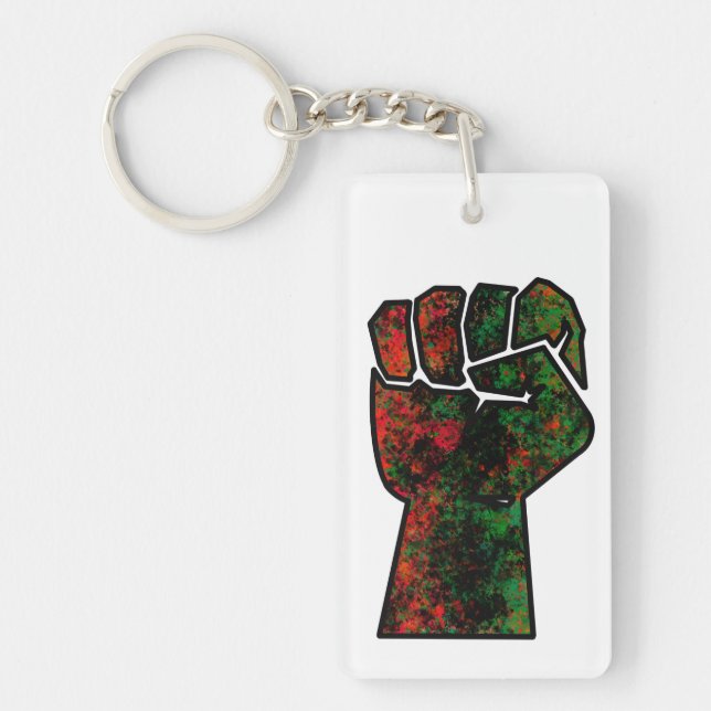 black pride red green fist pan African flag unity  Key Ring (Front)