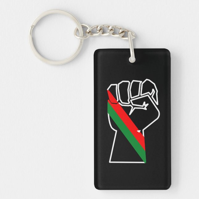 black pride red green fist pan African flag unity  Key Ring (Front)