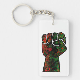 black pride red green fist pan African flag unity Key Ring