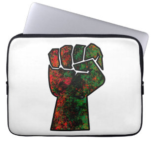 black pride red green fist pan African flag unity Laptop Sleeve