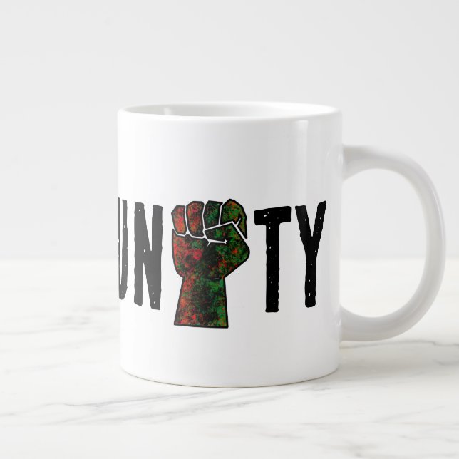 black pride red green fist pan African flag unity  Large Coffee Mug (Right)