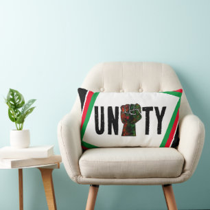 black pride red green fist pan African flag unity  Lumbar Cushion
