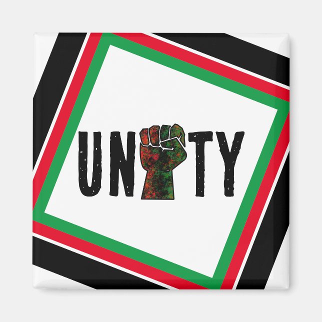 black pride red green fist pan African flag unity  Magnet (Front)