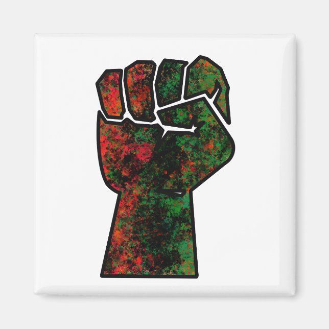 black pride red green fist pan African flag unity  Magnet (Front)