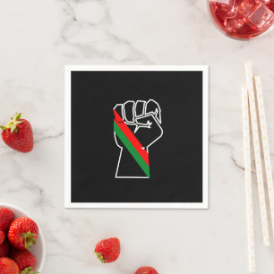 black pride red green fist pan African flag unity  Napkin