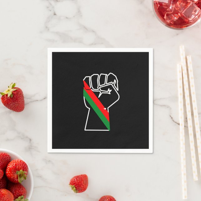 black pride red green fist pan African flag unity  Napkin (Insitu)