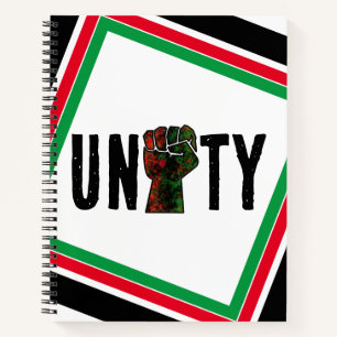 black pride red green fist pan African flag unity Notebook