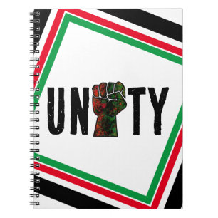 black pride red green fist pan African flag unity  Notebook