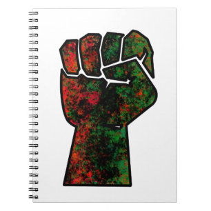 black pride red green fist pan African flag unity Notebook