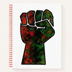 black pride red green fist pan African flag unity Notebook