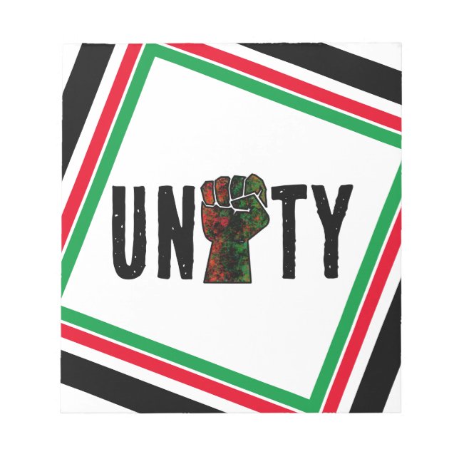 black pride red green fist pan African flag unity  Notepad (Front)