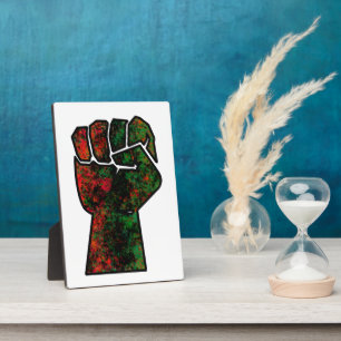 black pride red green fist pan African flag unity Plaque