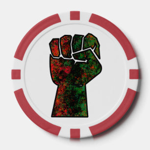 black pride red green fist pan African flag unity  Poker Chips