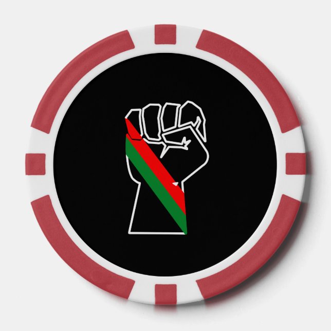 black pride red green fist pan African flag unity  Poker Chips (Front)