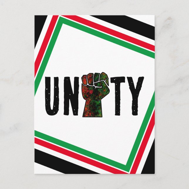 black pride red green fist pan African flag unity  Postcard (Front)