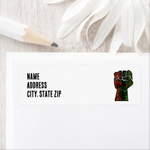 black pride red green fist pan African flag unity  Return Address Label
