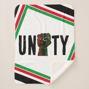 black pride red green fist pan African flag unity Sherpa Blanket