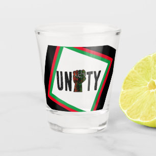 black pride red green fist pan African flag unity  Shot Glass
