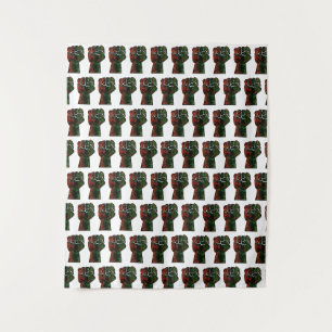 black pride red green fist pan African flag unity Tapestry
