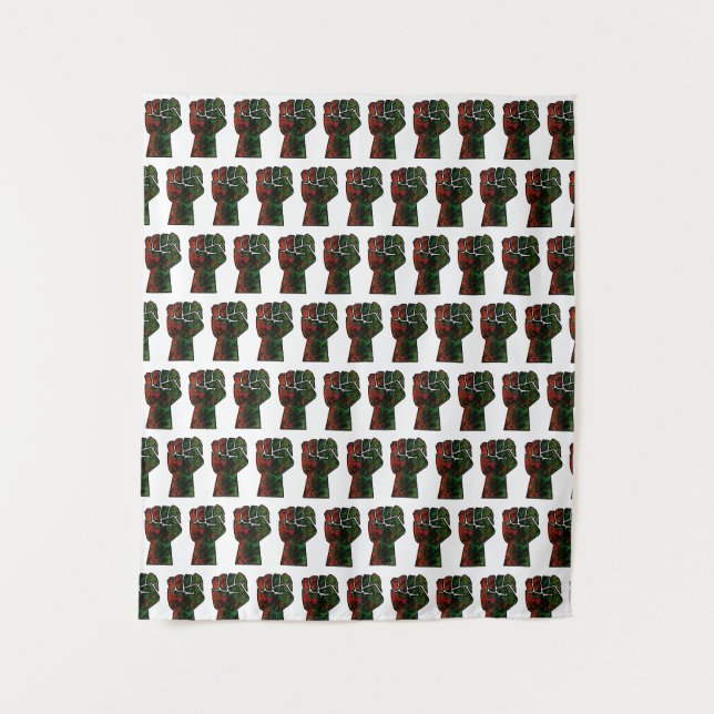 black pride red green fist pan African flag unity  Tapestry (Front)