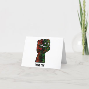 black pride red green fist pan African flag unity Thank You Card