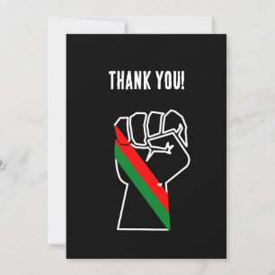 black pride red green fist pan African flag unity Thank You Card
