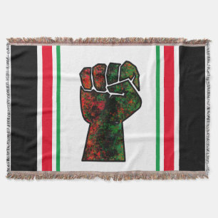 black pride red green fist pan African flag unity Throw Blanket