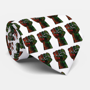 black pride red green fist pan African flag unity Tie
