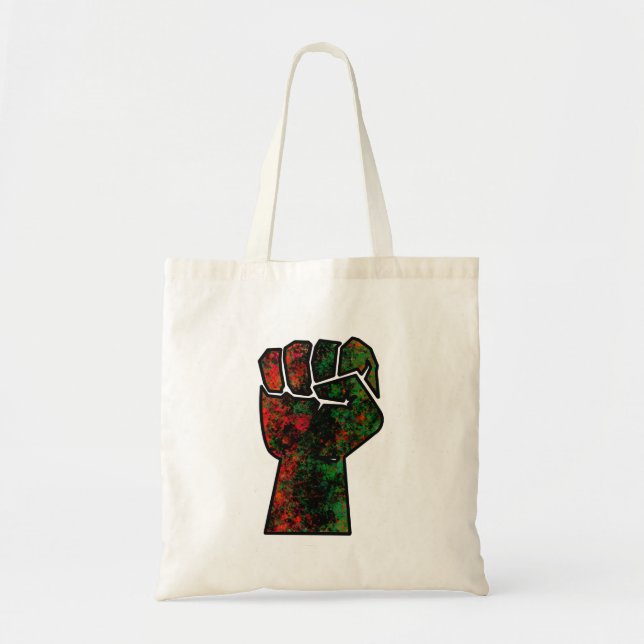 black pride red green fist pan African flag unity  Tote Bag (Front)