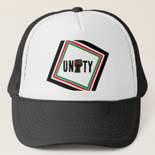 black pride red green fist pan African flag unity Trucker Hat