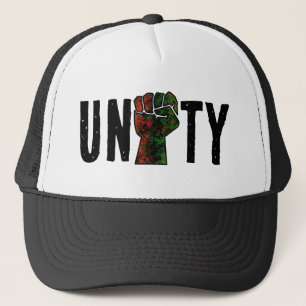black pride red green fist pan African flag unity Trucker Hat