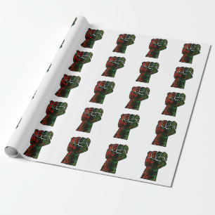 black pride red green fist pan African flag unity Wrapping Paper