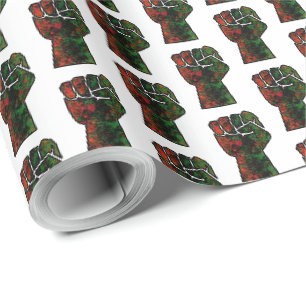 black pride red green fist pan African flag unity Wrapping Paper