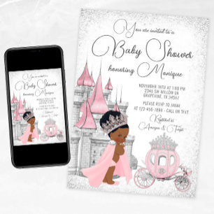 Black  Princess Baby Shower  Invitation