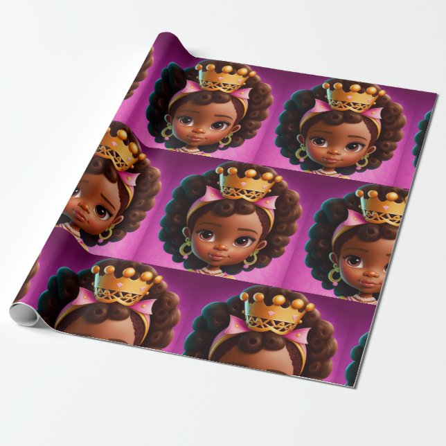 Black Princess, Black Girl Baby Girl ,Royalty Wrapping Paper (Unrolled)